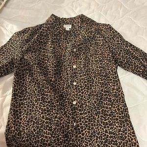 J Crew leopard print long sleeve shirt